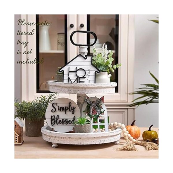 Houmury Set of 8 Farmhouse Tiered Tray Decor with 1_2