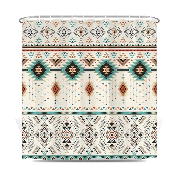 Cortina de ducha azteca para baño diseño tribal nativo_2
