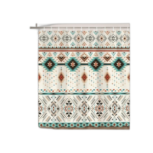 Cortina de ducha azteca para baño diseño tribal nativo_1