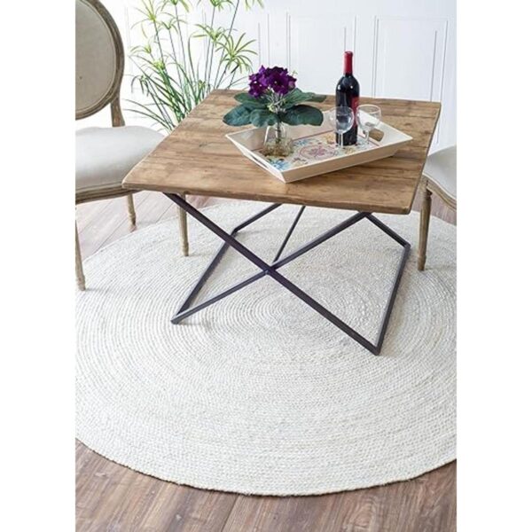 Frelish Decor Alfombra de yute tejida a mano redonda_3