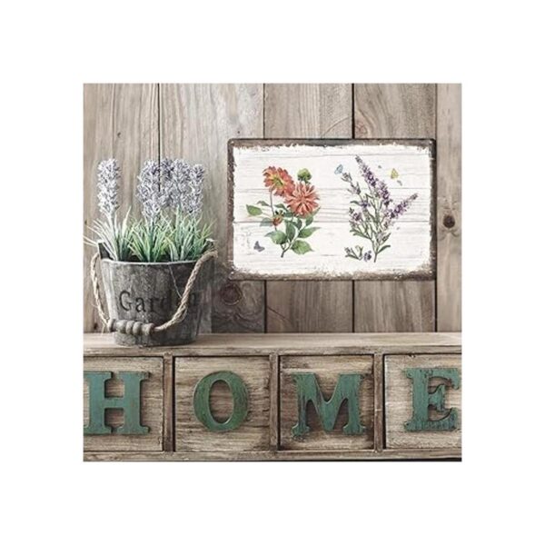 Loopeer 2 letreros de metal vintage con flores de metal