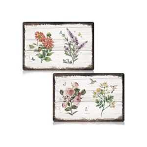 Loopeer 2 letreros de metal vintage con flores de metal