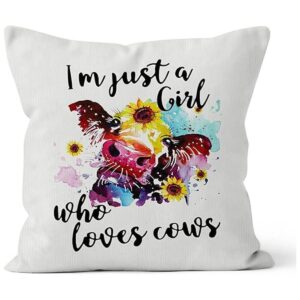 HIWX Im Just A Girl Who Loves Cows Funda de almohada_1