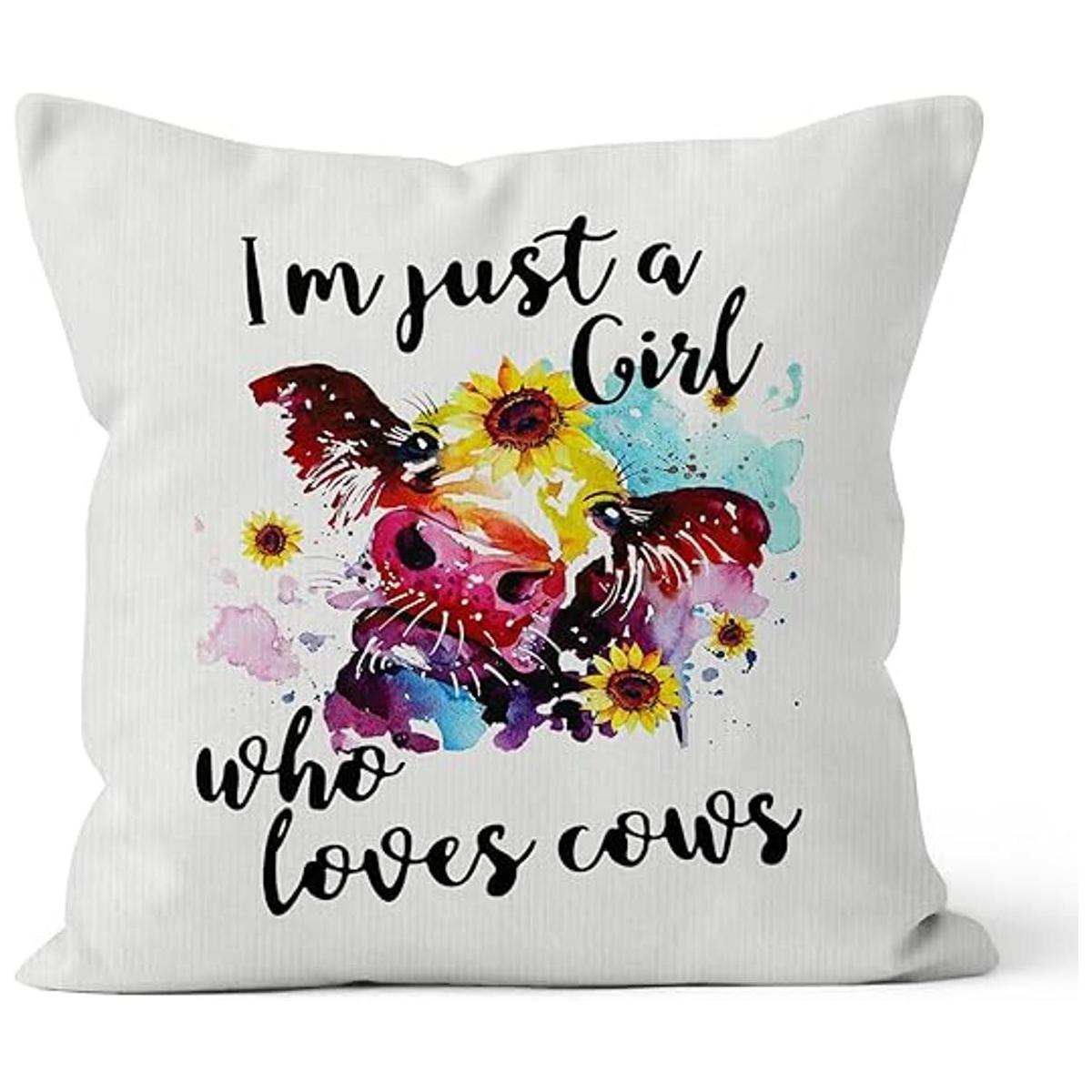 HIWX Im Just A Girl Who Loves Cows Funda de almohada