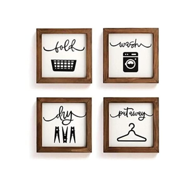 Juego de 4 letreros de decoración de lavandería para