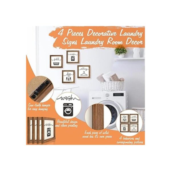 Juego de 4 letreros de decoración de lavandería para