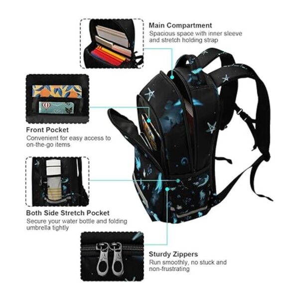 Glaphy Axolotls Mochila negra con estrellas para niños y