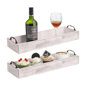 Paquete de 2 bandejas de madera rústica para servir largas