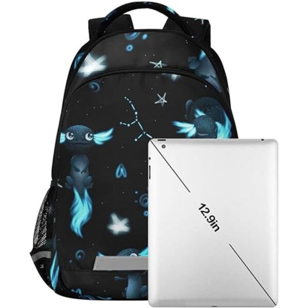 Glaphy Axolotls Mochila negra con estrellas para niños y