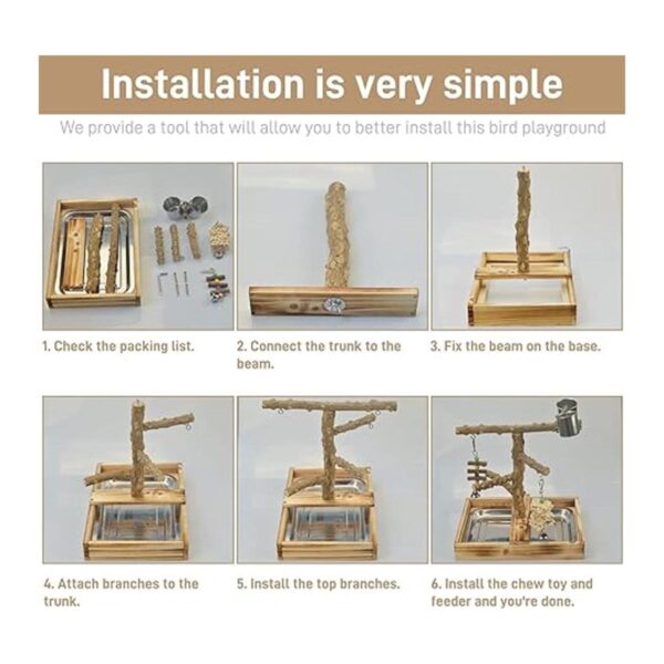 LIMIO Juguetes para pájaros de madera natural accesorios