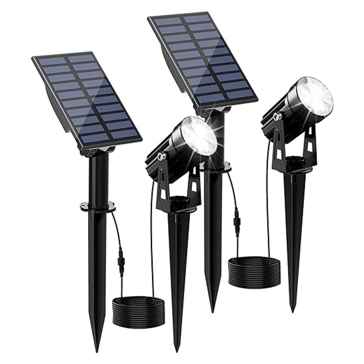 CREPOW Luces solares para exteriores focos solares de