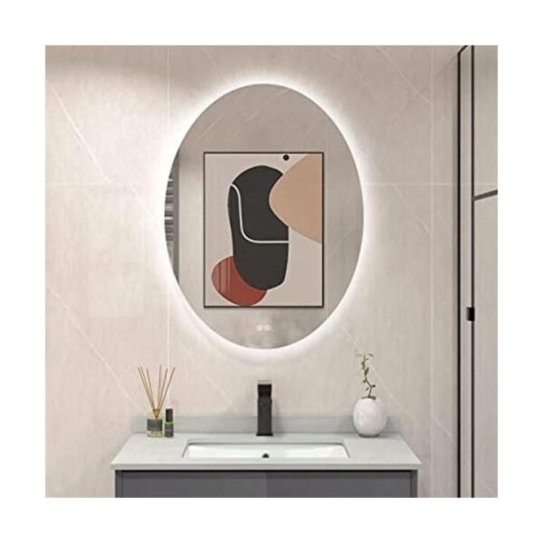 BuLife Espejo de baño LED retroiluminado ovalado de 32 x