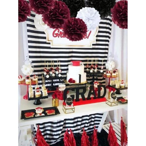 Decoraciones 2022 granate graduaciónburdeos negro y_5
