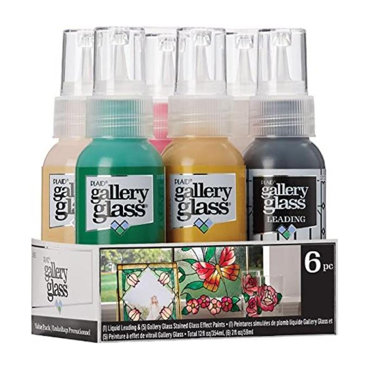 Gallery Glass Kit de pintura de vidrio de 6 piezas para