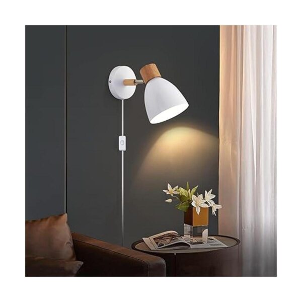 Eyooer Juego de dos apliques de pared con enchufe blanco_4