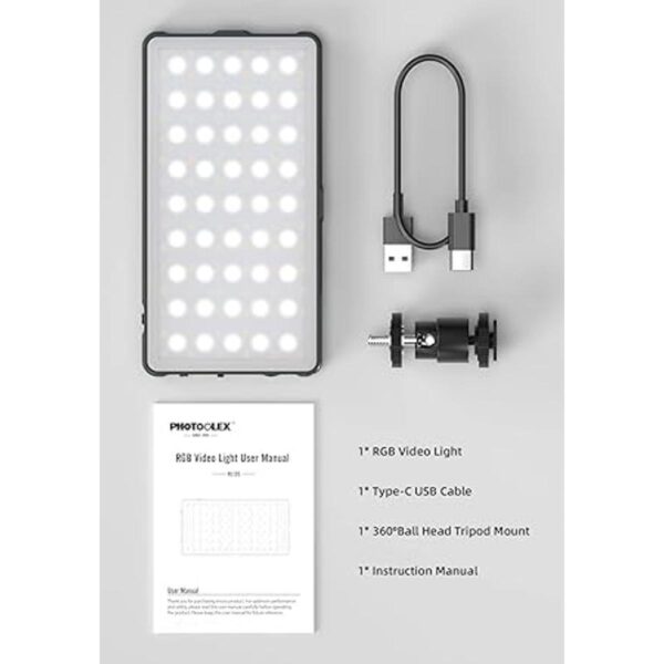 PHOTOOLEX Luz de video RGB en la cámara para cámaras DSLR_3