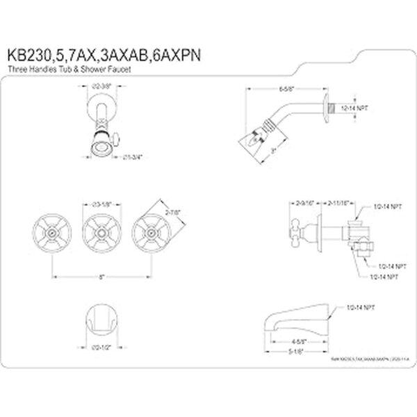 Kingston KB231AX Llaves de agua para tina y regadera con_3