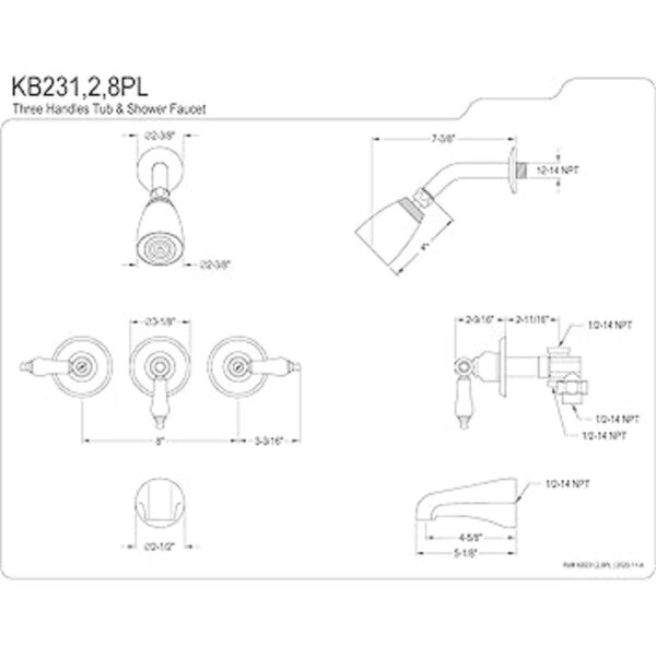 Kingston Brass KB231PL Grifo para bañera y ducha con_2
