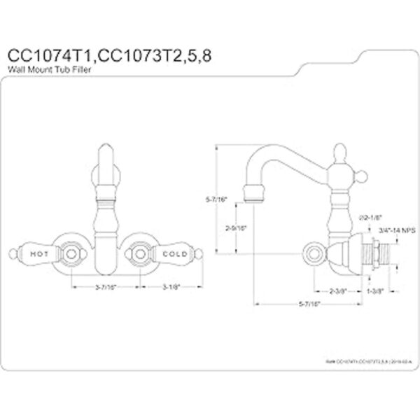 Kingston Brass CC1073T5 Heritage Relleno para bañera 3.5_2