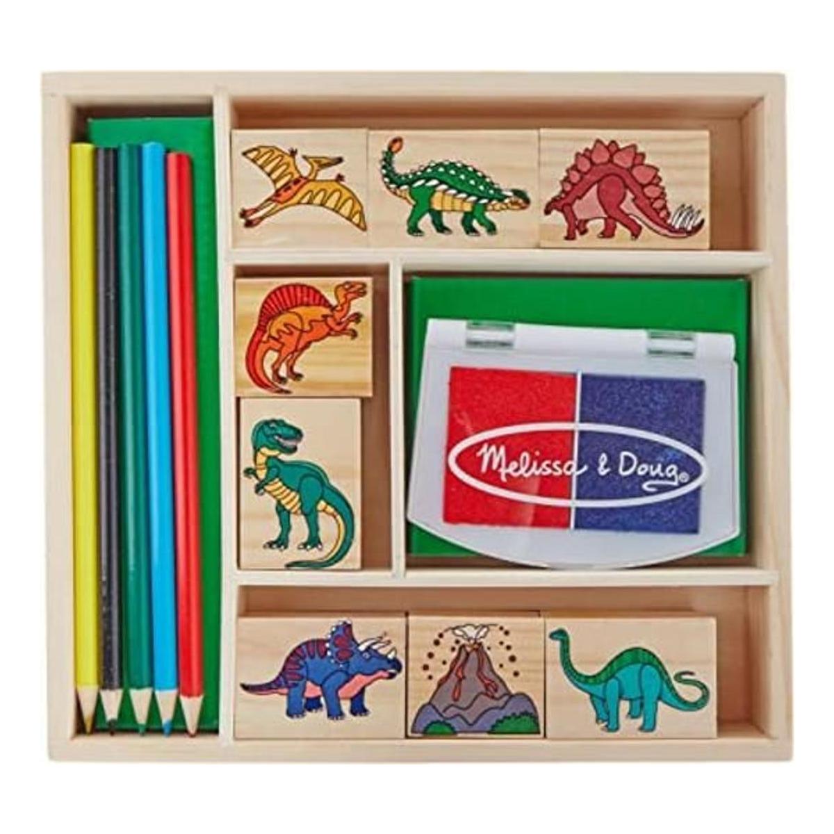 Melissa Doug Juego de sellos de madera dinosaurios 8