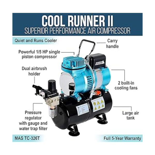 Master Airbrush Cool Runner II Kit de sistema de compresor_4