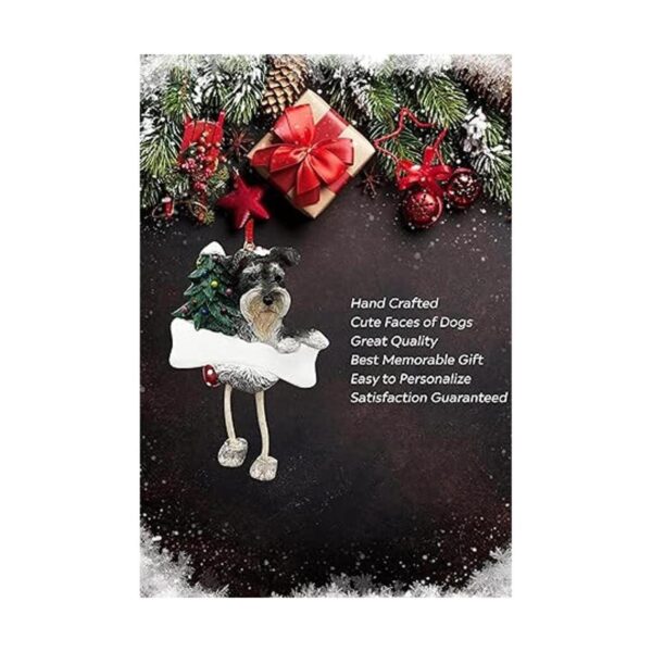 Schnauzer Ornamento gris y blanco con patas colgantes_2