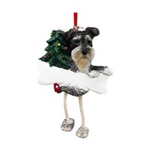 Schnauzer Ornamento gris y blanco con patas colgantes_1