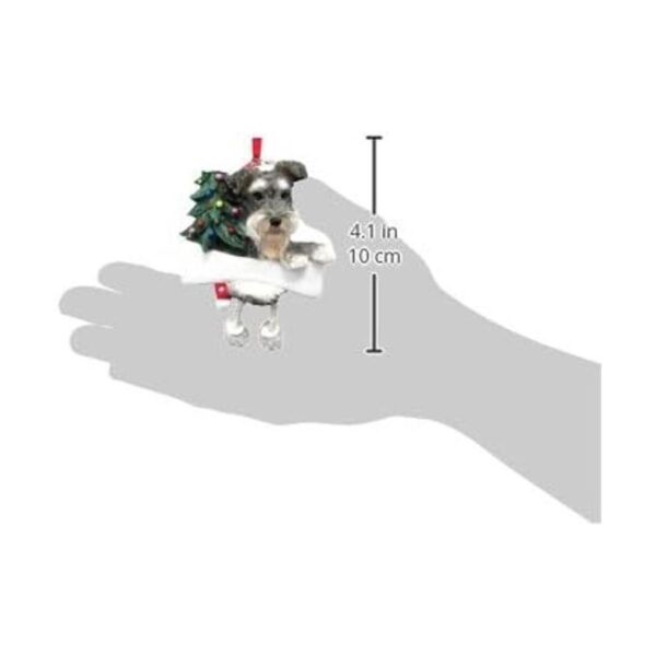 Schnauzer Ornamento gris y blanco con patas colgantes_4