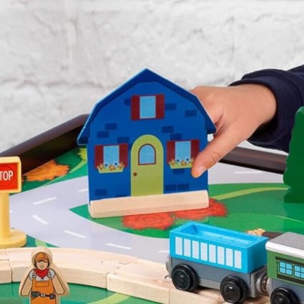 Tren Lego y mesa de actividades 2 en 1 Marrón_4
