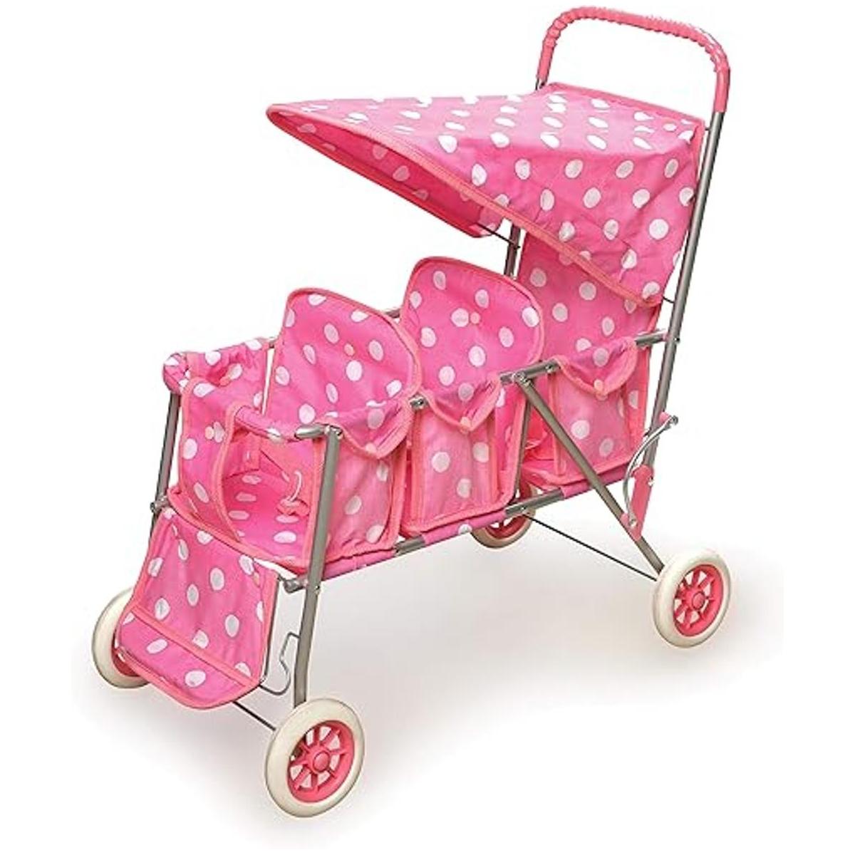 Badger Basket carriola triple para muñecas color rosa a