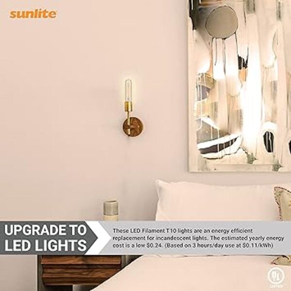 Sunlite 80610 Bombilla tubular de filamento LED T10 de 2