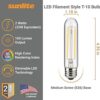 Sunlite 80610 Bombilla tubular de filamento LED T10 de 2