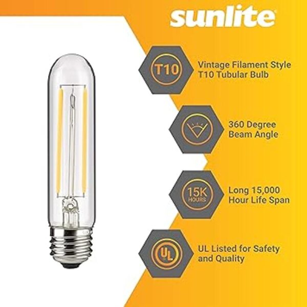 Sunlite 80610 Bombilla tubular de filamento LED T10 de 2
