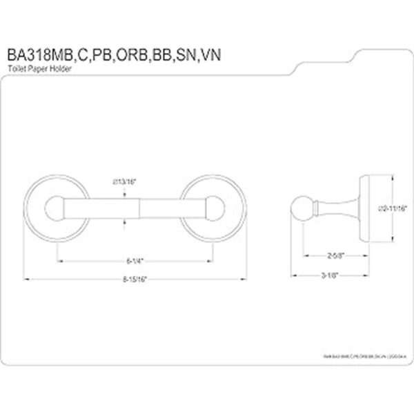 Kingston Brass BA318PB Soporte de papel higiénico_2