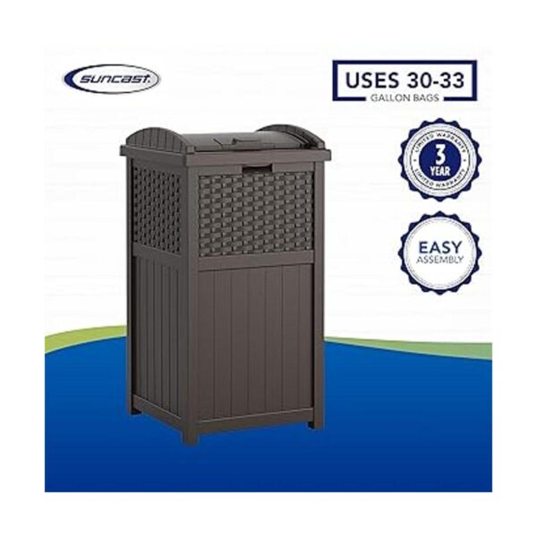 Suncast Cubo de basura de resina para exteriores de 33_3