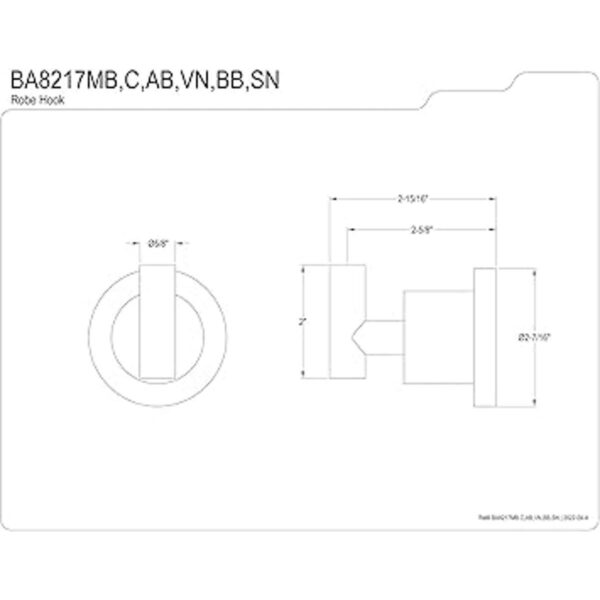 Kingston BA8217C Gancho para bata 258 cromado pulido_3