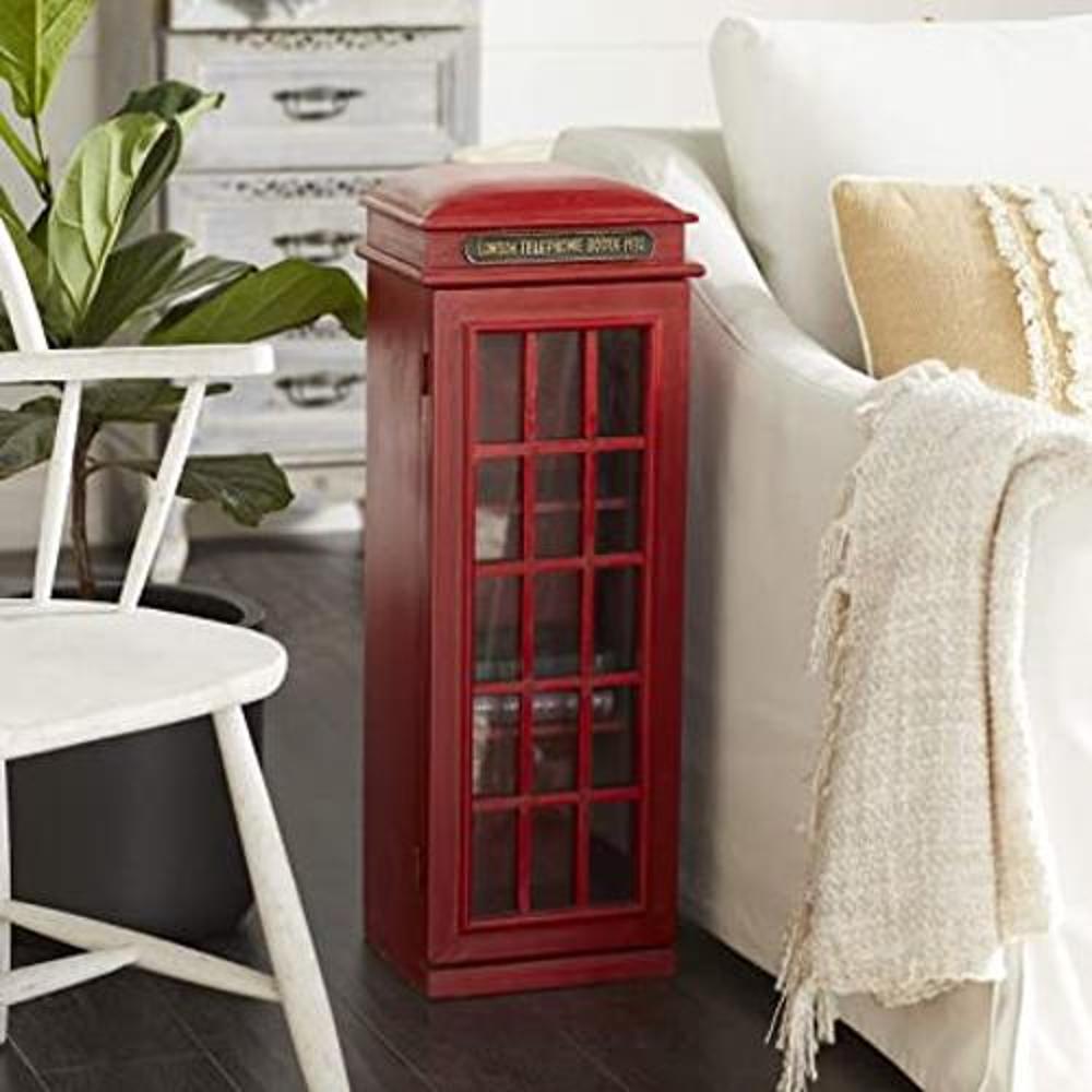 Deco 79 Soporte para CD de cabina de teléfono de madera