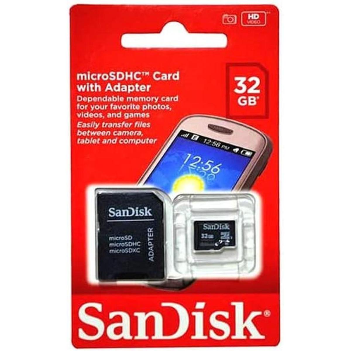 SanDisk Tarjeta microSDHC de 32 GB con adaptador SD y
