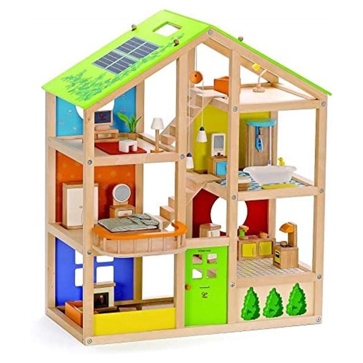 Casa de muñecas de madera All seasons amoblada con