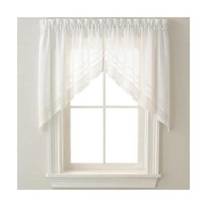 CHF Par de cortinas de cocina de ganchillo blanco 29_1