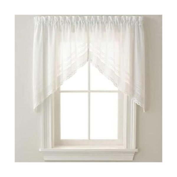 CHF Par de cortinas de cocina de ganchillo blanco 29_1
