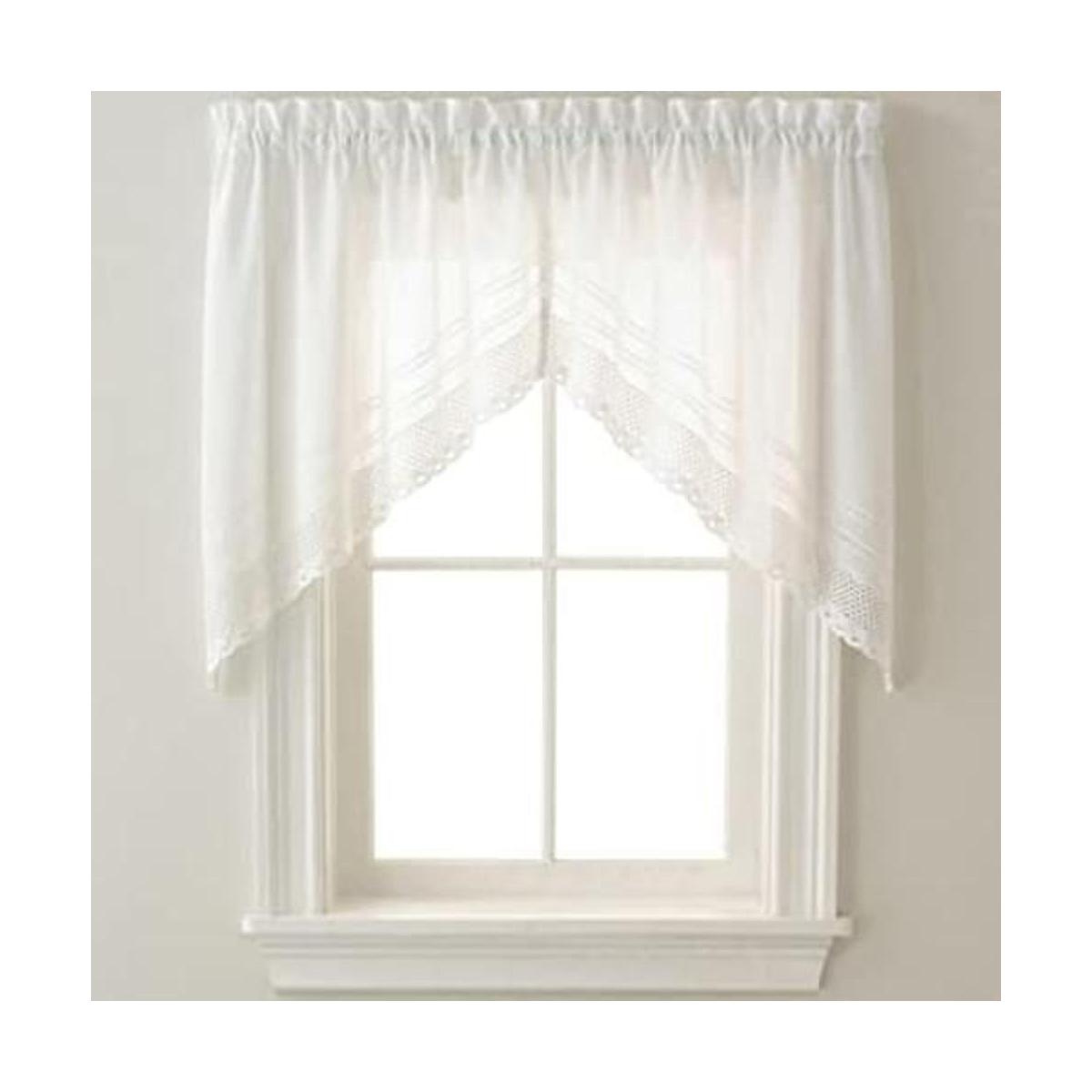 CHF Par de cortinas de cocina de ganchillo blanco 29