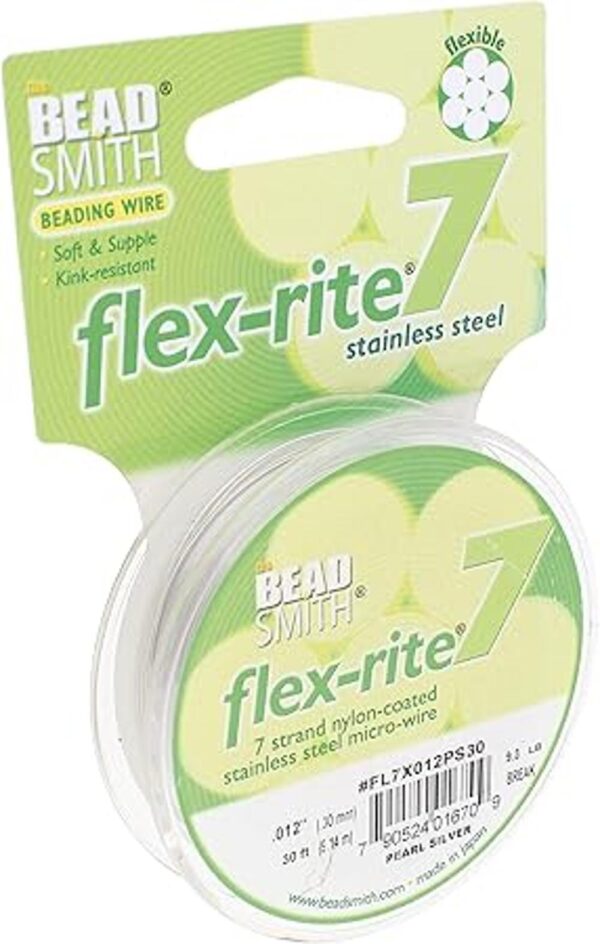 Pearl Silver Flex Rite Alambre de cuerda para cuentas de