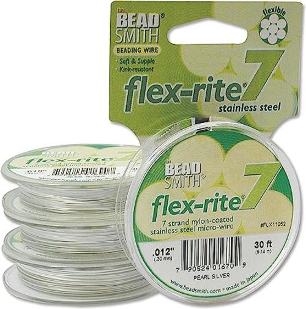 Pearl Silver Flex Rite Alambre de cuerda para cuentas de