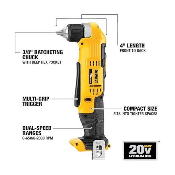 DeWalt DCD740B taladro ángulo recto batería de ion de_2