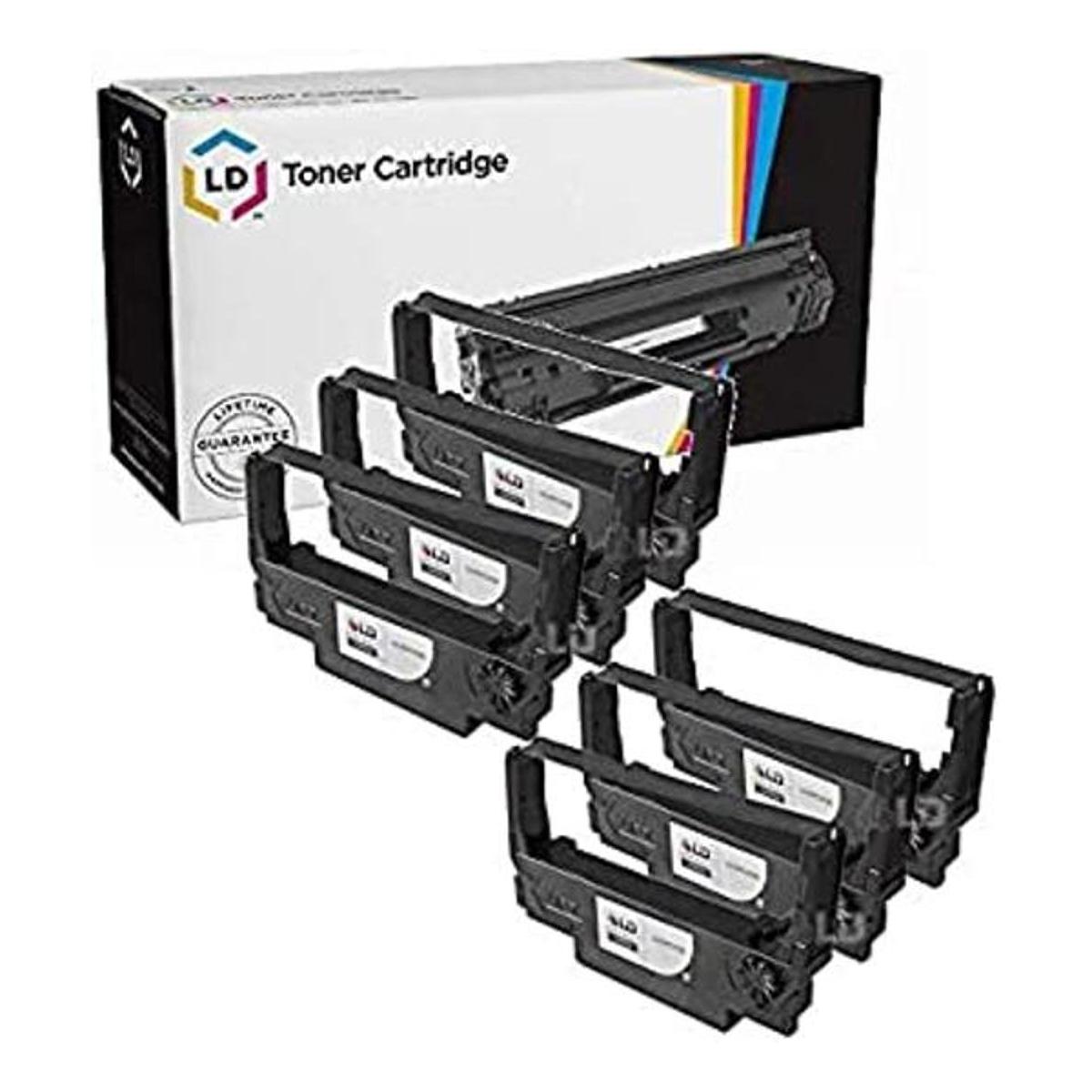 LD 6 Pack Negro POS COMPATIBLES Cartuchos de cinta para