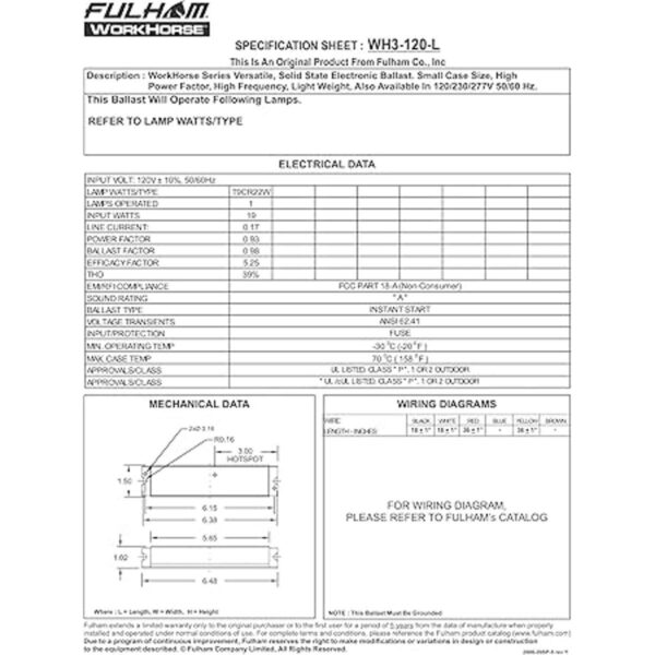 Fulham Lighting WH3120L Workhorse 3 lámpara fluorescente