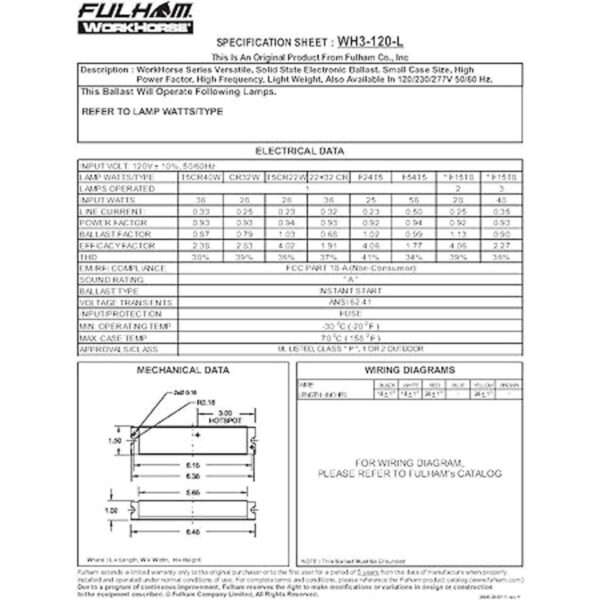 Fulham Lighting WH3120L Workhorse 3 lámpara fluorescente