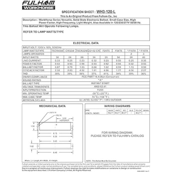 Fulham Lighting WH3120L Workhorse 3 lámpara fluorescente