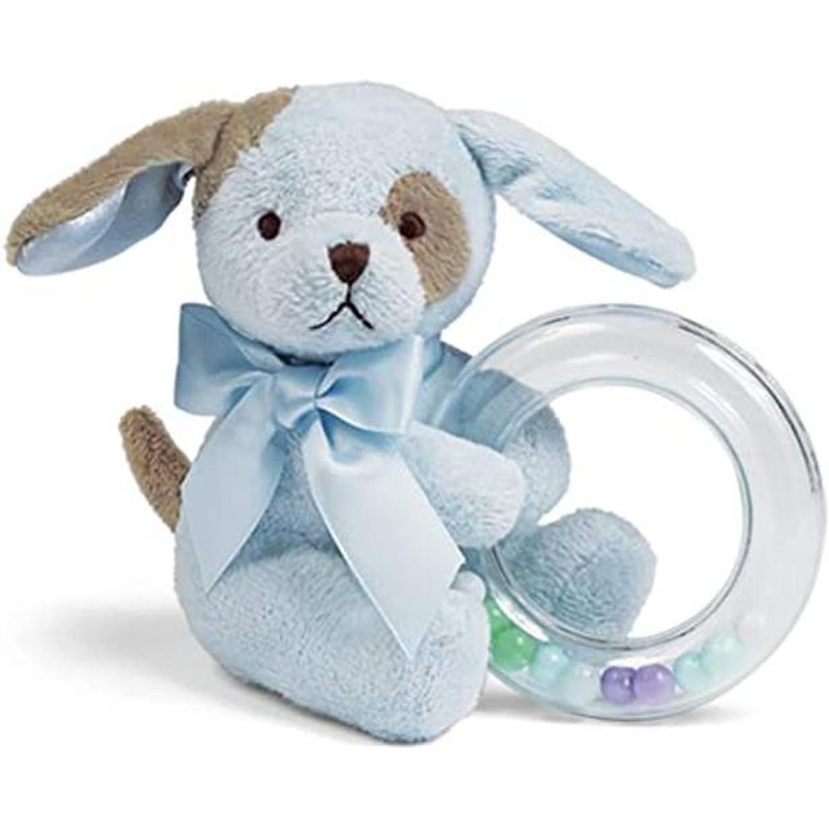 Bearington Baby Waggles Plush Puppy Dog Shaker Rattle
